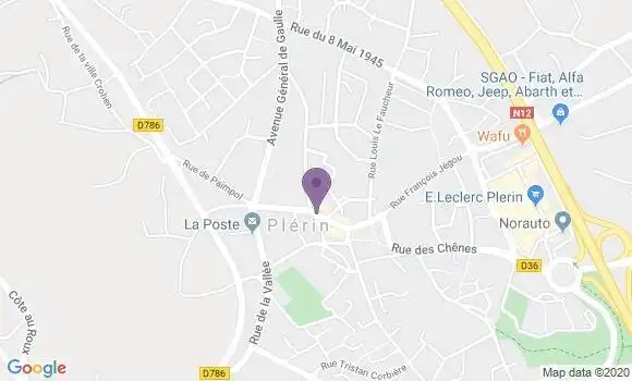 Localisation BNP Paribas Agence de Plérin