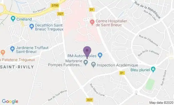 Localisation BNP Paribas Agence de Saint Brieuc Croix Saint Lambert