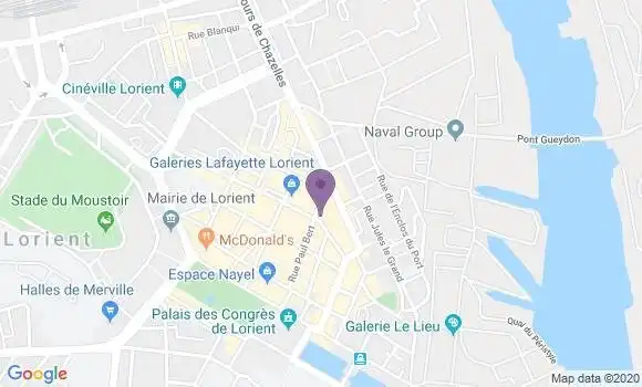 Localisation BNP Paribas Agence de Lorient Patrie