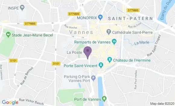Localisation BNP Paribas Agence de Vannes