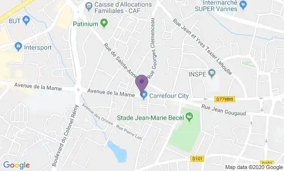 Localisation BNP Paribas Agence de Vannes la Madeleine