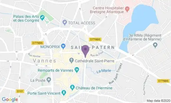 Localisation BNP Paribas Agence de Vannes Préfecture
