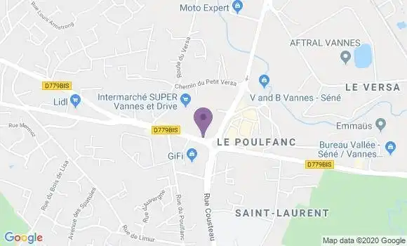 Localisation BNP Paribas Agence de Vannes Séné