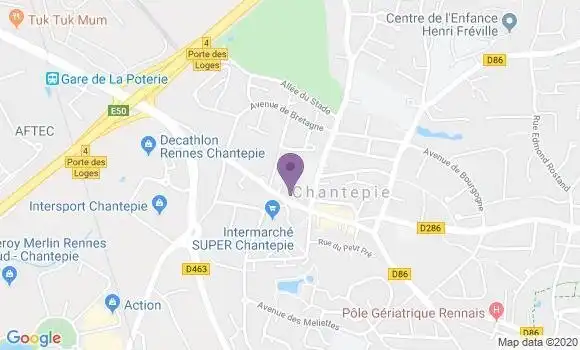 Localisation BNP Paribas Agence de Chantepie