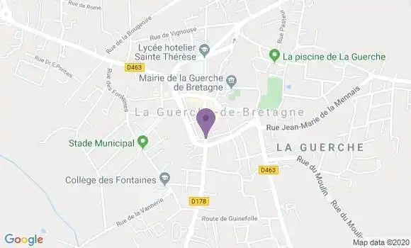 Localisation BNP Paribas Agence de La Guerche de Bretagne