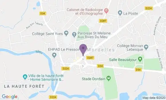 Localisation BNP Paribas Agence de Mordelles