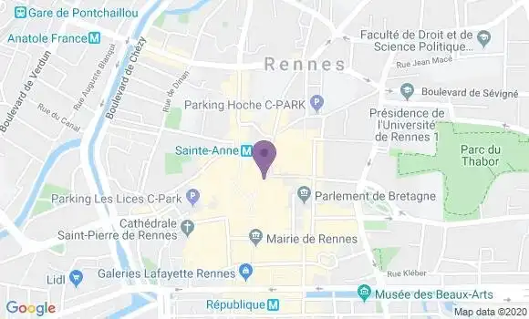 Localisation BNP Paribas Agence de Rennes Champ Jacquet