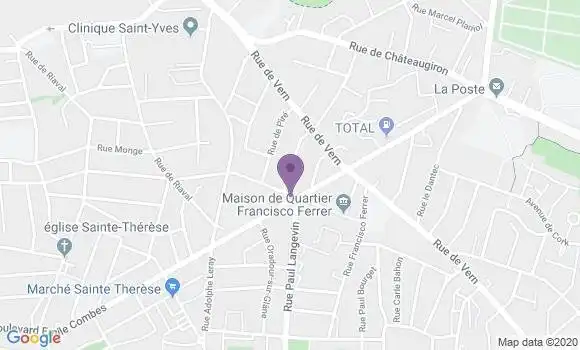 Localisation BNP Paribas Agence de Rennes Franklin Roosevelt
