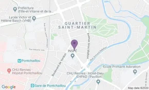 Localisation BNP Paribas Agence de Rennes Saint Martin