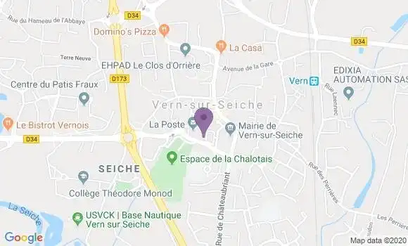 Localisation BNP Paribas Agence de Vern sur Seiche