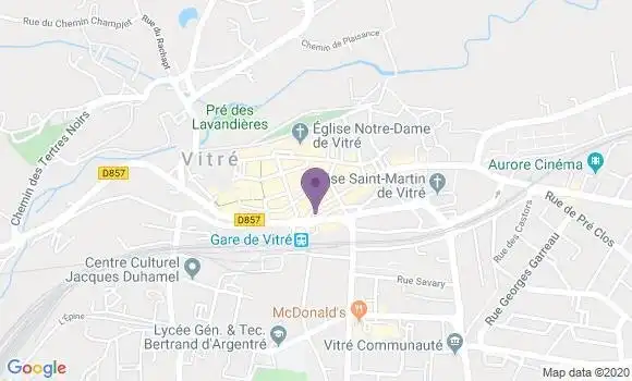 Localisation BNP Paribas Agence de Vitré