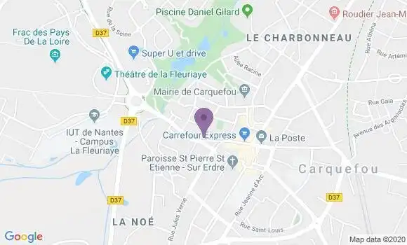 Localisation BNP Paribas Agence de Carquefou Centre