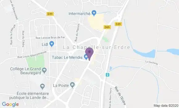 Localisation BNP Paribas Agence de La Chapelle sur Erdre