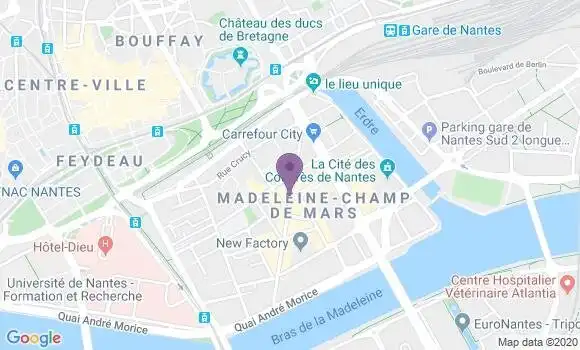 Localisation BNP Paribas Agence de Nantes Champ de Mars