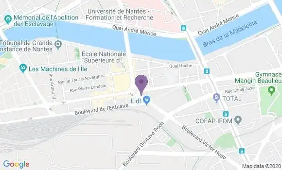 Localisation BNP Paribas Agence de Nantes Ile de Nantes