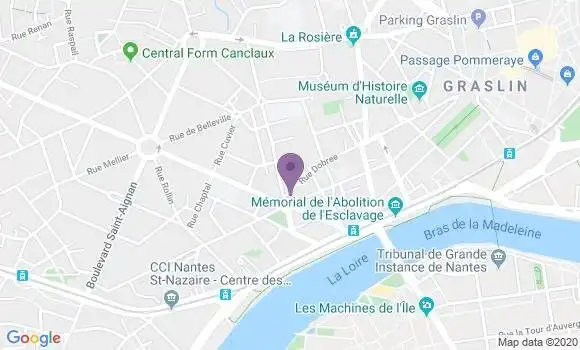 Localisation BNP Paribas Agence de Nantes Place René Bouhier