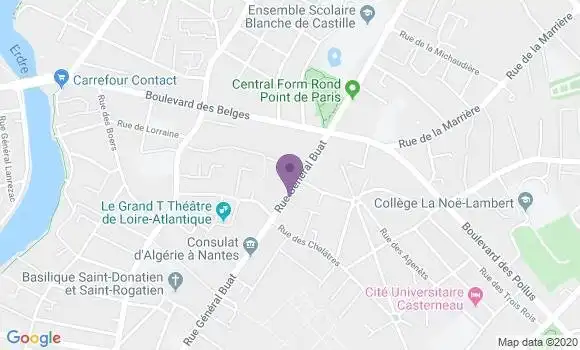 Localisation BNP Paribas Agence de Nantes Rond Point de Paris