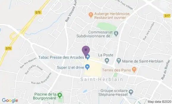 Localisation BNP Paribas Agence de Saint Herblain Bourg