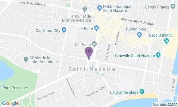 Localisation BNP Paribas Agence de Saint Nazaire