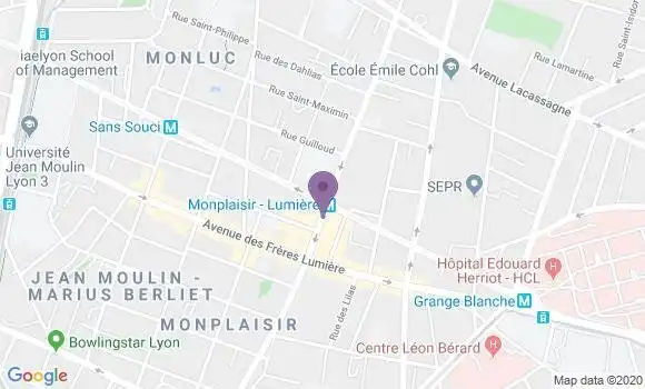Localisation LCL Agence de Lyon Monplaisir