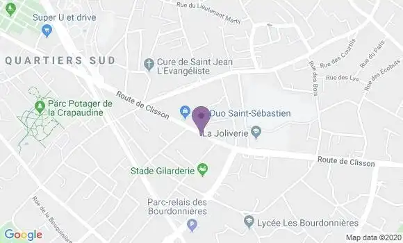 Localisation BNP Paribas Agence de Nantes Saint Sébastien sur Loire