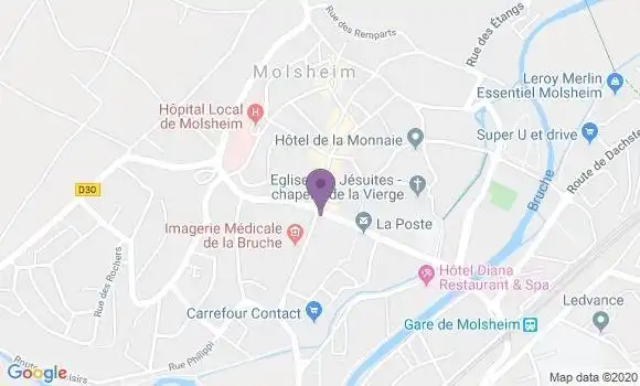 Localisation BNP Paribas Agence de Molsheim