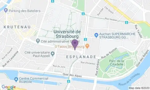 Localisation BNP Paribas Agence de Strasbourg Esplanade