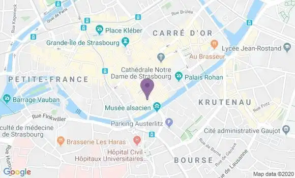 Localisation BNP Paribas Agence de Strasbourg Gutenberg