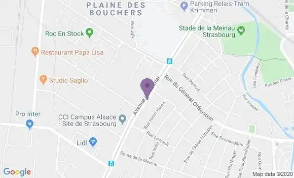 Localisation BNP Paribas Agence de Strasbourg la Meinau
