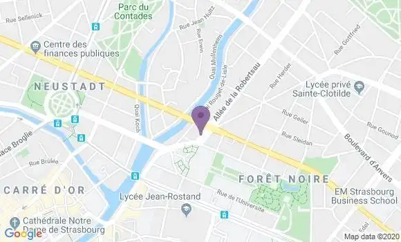 Localisation BNP Paribas Agence de Strasbourg Place Brant