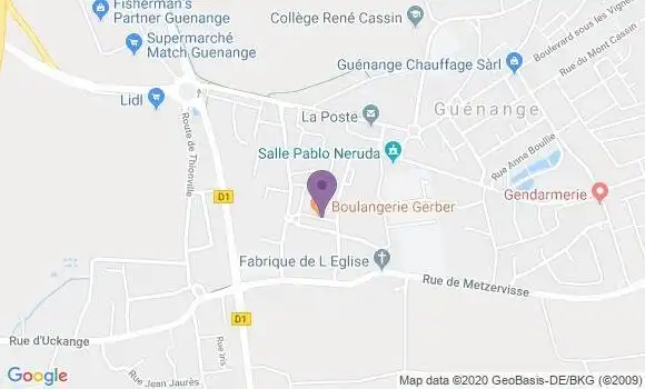 Localisation BNP Paribas Agence de Guénange