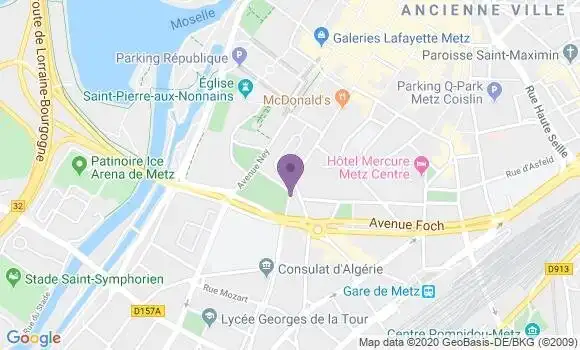 Localisation BNP Paribas Agence de Metz