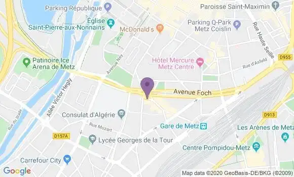Localisation BNP Paribas Agence de Metz Deroulède