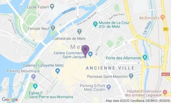 Localisation BNP Paribas Agence de Metz Saint Jacques