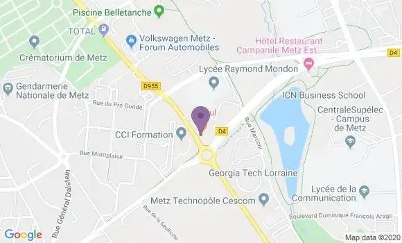 Localisation BNP Paribas Agence de Metz Technopole