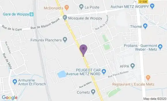 Localisation BNP Paribas Agence de Woippy
