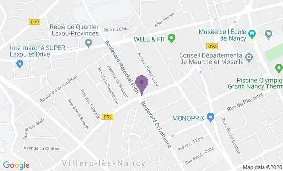 Localisation BNP Paribas Agence de Laxou Villers