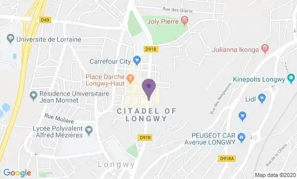 Localisation BNP Paribas Agence de Longwy Haut