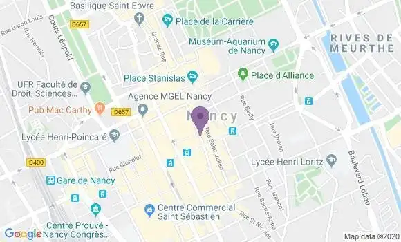 Localisation BNP Paribas Agence de Nancy Dominicains