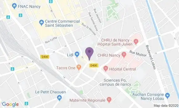 Localisation BNP Paribas Agence de Nancy Place des Vosges