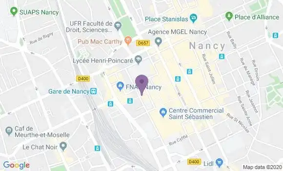 Localisation BNP Paribas Agence de Nancy Saint Jean