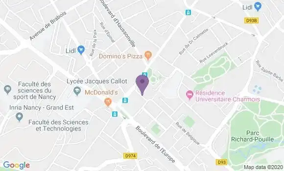 Localisation BNP Paribas Agence de Vandoeuvre lès Nancy
