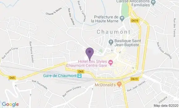 Localisation BNP Paribas Agence de Chaumont
