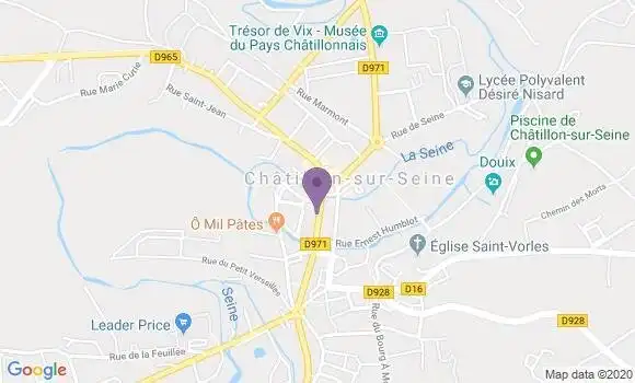 Localisation BNP Paribas Agence de Châtillon sur Seine
