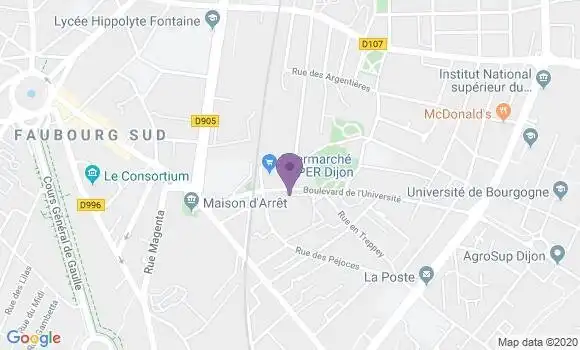 Localisation BNP Paribas Agence de Dijon Facultés