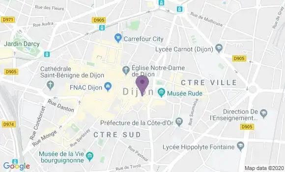 Localisation BNP Paribas Agence de Dijon Hôtel de Ville