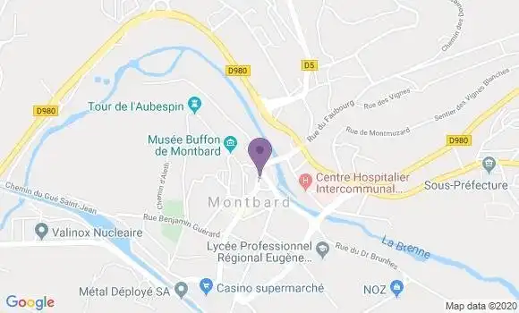 Localisation BNP Paribas Agence de Montbard