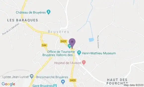 Localisation BNP Paribas Agence de Bruyères
