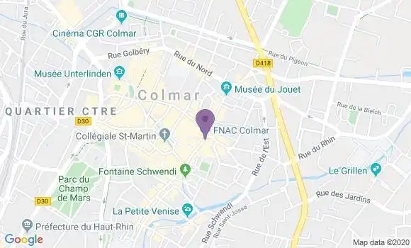 Localisation BNP Paribas Agence de Colmar Grand Rue
