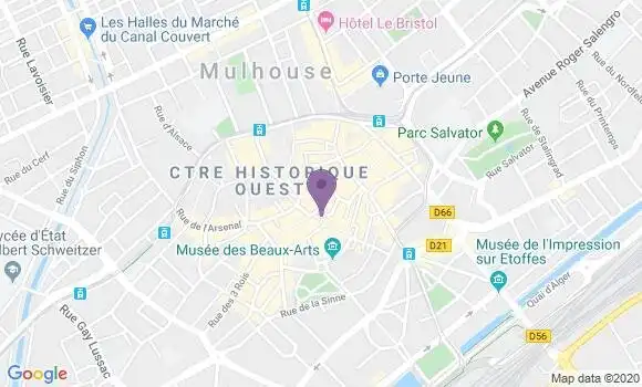 Localisation BNP Paribas Agence de Mulhouse Place de la Réunion